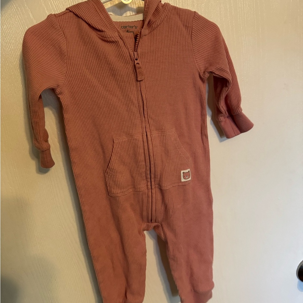 Carter's Pink Footie One Piece with Hood and Zipper